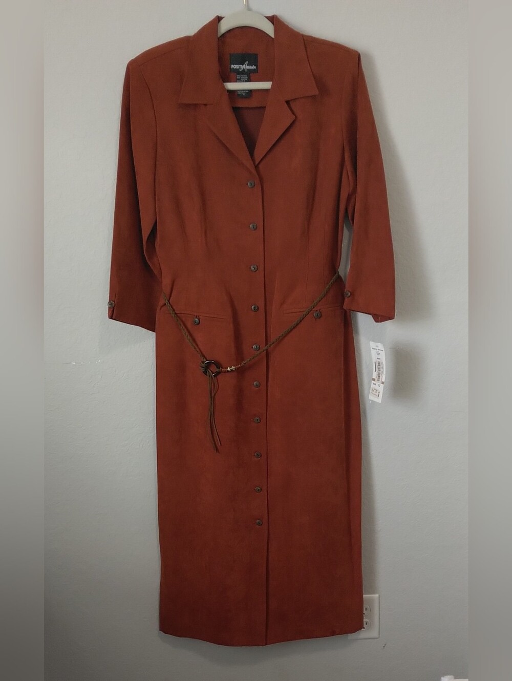 Positive Attitude Rust Button-Front Midi Dress